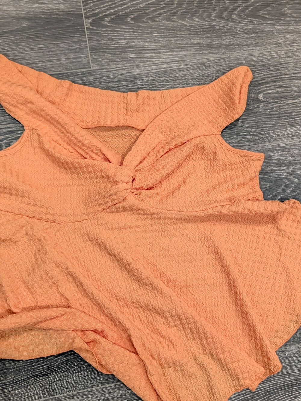 Textured Twist-Front Peach Tank Top
